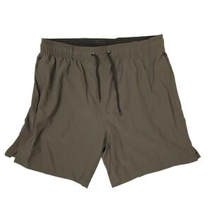 Shein Mens Swim Trunks Zipper Pockets Olive Green Drawstring Size Large‎